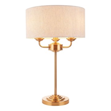 Endon 110721 - Lampe de table HIGHCLERE 3xE14/18W/230V beige/laiton