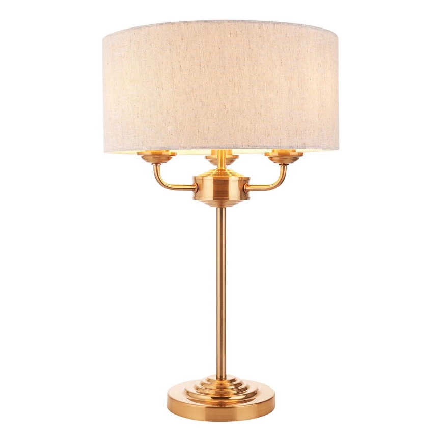 Endon 110721 - Lampe de table HIGHCLERE 3xE14/18W/230V beige/laiton