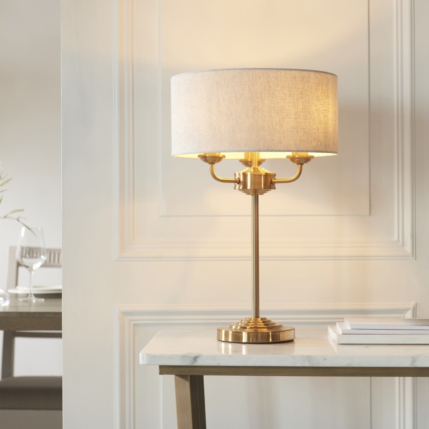 Endon 110721 - Lampe de table HIGHCLERE 3xE14/18W/230V beige/laiton