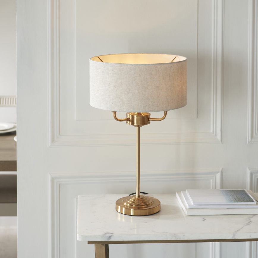 Endon 110721 - Lampe de table HIGHCLERE 3xE14/18W/230V beige/laiton