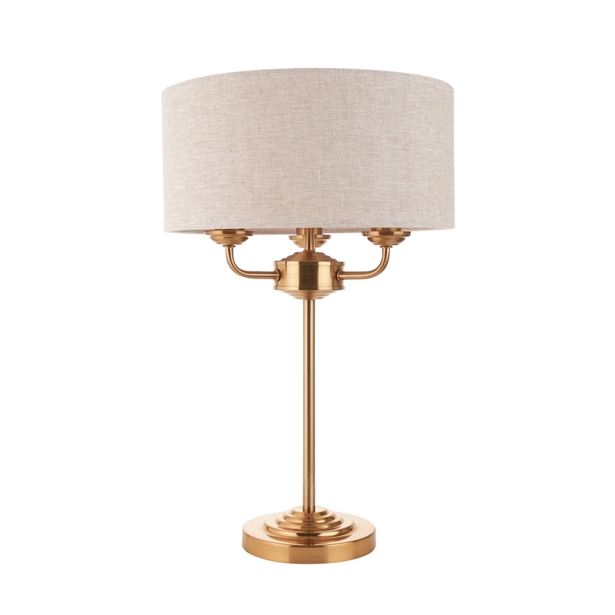 Endon 110721 - Lampe de table HIGHCLERE 3xE14/18W/230V beige/laiton