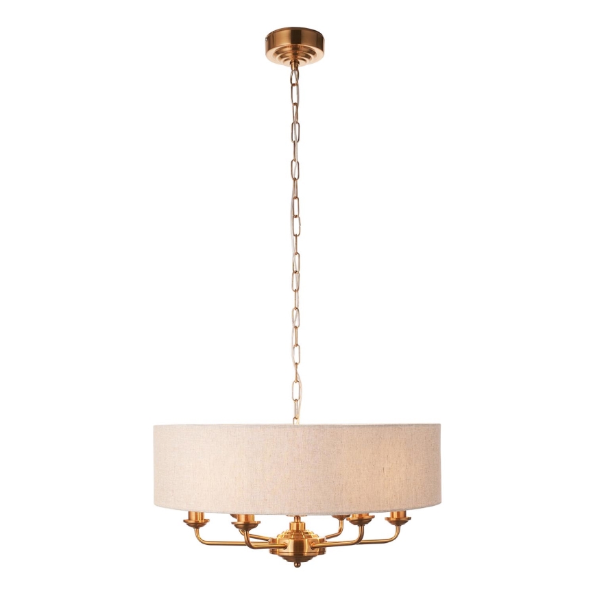 Endon 110722 - Lustre à chaîne HIGHCLERE 6xE14/40W/230V beige/laiton Ø 55 cm