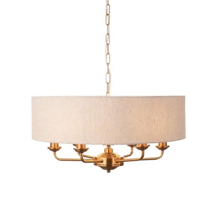 Endon 110722 - Suspension chaîne HIGHCLERE 6xE14/6W/230V beige/laiton d. 55 cm