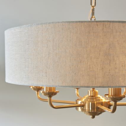 Endon 110722 - Suspension chaîne HIGHCLERE 6xE14/6W/230V beige/laiton d. 55 cm