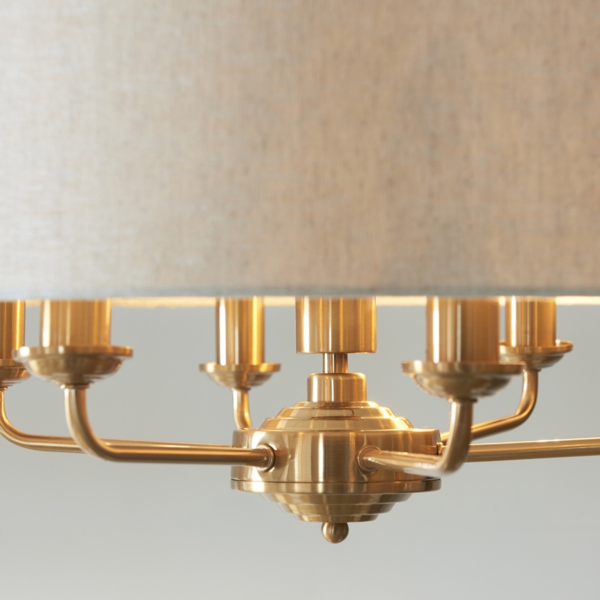 Endon 110722 - Suspension chaîne HIGHCLERE 6xE14/6W/230V beige/laiton d. 55 cm