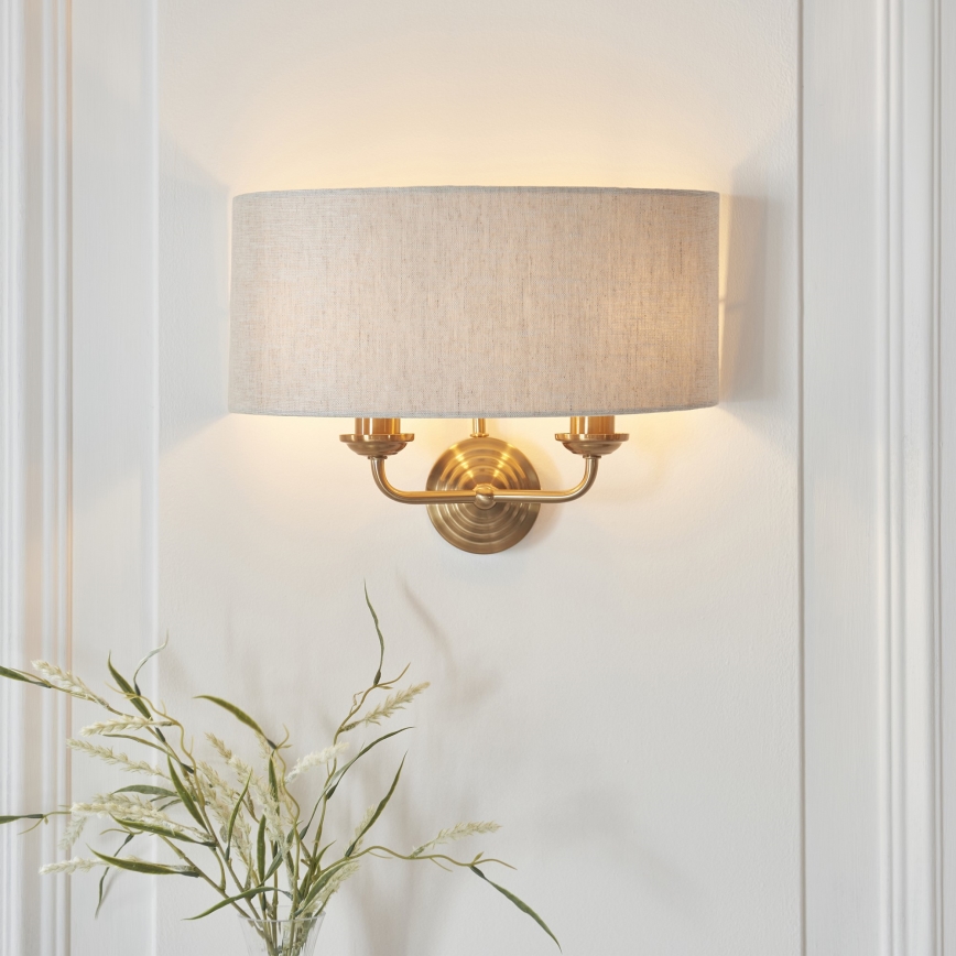 Endon 110726 - Applique murale HIGHCLERE 2xE14/40W/230V beige/laiton