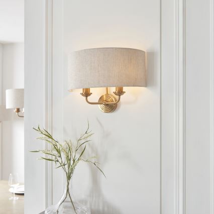 Endon 110726 - Applique murale HIGHCLERE 2xE14/40W/230V beige/laiton