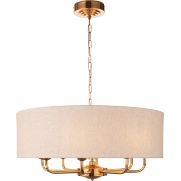 Endon 110727 - Lustre sur chaîne HIGHCLERE 8xE14/6W/230V beige/laiton Ø 70 cm