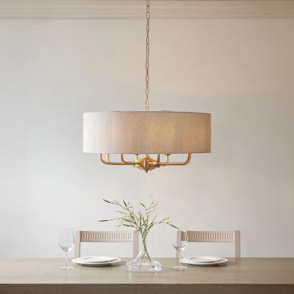 Endon 110727 - Lustre sur chaîne HIGHCLERE 8xE14/6W/230V beige/laiton Ø 70 cm