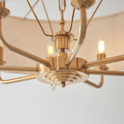 Endon 110727 - Lustre sur chaîne HIGHCLERE 8xE14/6W/230V beige/laiton Ø 70 cm