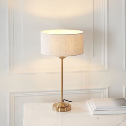Endon 110728 - Lampe de table HIGHCLERE 1xE14/7W/230V beige/laiton Ø 25 cm