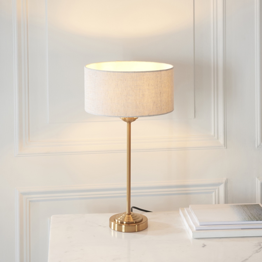 Endon 110728 - Lampe de table HIGHCLERE 1xE14/7W/230V beige/laiton Ø 25 cm