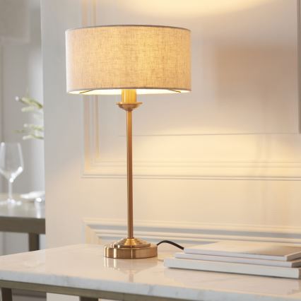 Endon 110728 - Lampe de table HIGHCLERE 1xE14/7W/230V beige/laiton Ø 25 cm