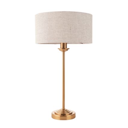 Endon 110728 - Lampe de table HIGHCLERE 1xE14/7W/230V beige/laiton Ø 25 cm
