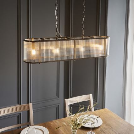 Endon 110945 - Suspension chaîne RIDGETON 4xE14/6W/230V laiton/transparent