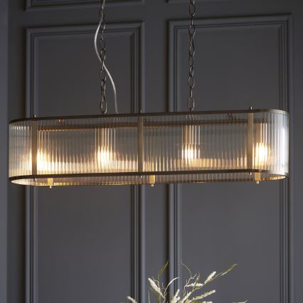 Endon 110945 - Suspension chaîne RIDGETON 4xE14/6W/230V laiton/transparent