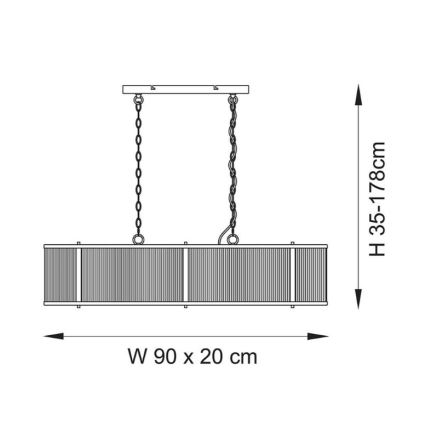 Endon 110945 - Suspension chaîne RIDGETON 4xE14/6W/230V laiton/transparent