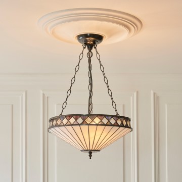 Endon 111870 - Lustre suspendu à chaîne Tiffany FARGO 3×E27 / 10 W / 230 V Ø 41,5 cm