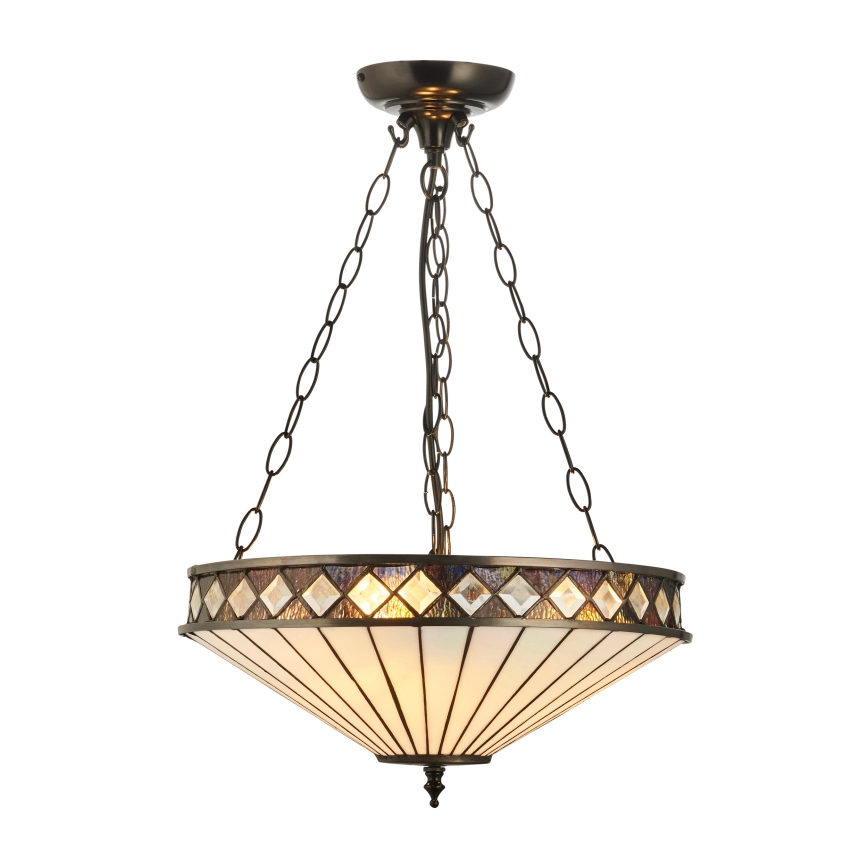 Endon 111870 - Lustre suspendu à chaîne Tiffany FARGO 3×E27 / 10 W / 230 V Ø 41,5 cm