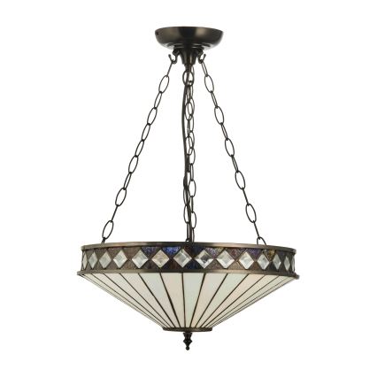Endon 111870 - Lustre suspendu à chaîne Tiffany FARGO 3×E27 / 10 W / 230 V Ø 41,5 cm