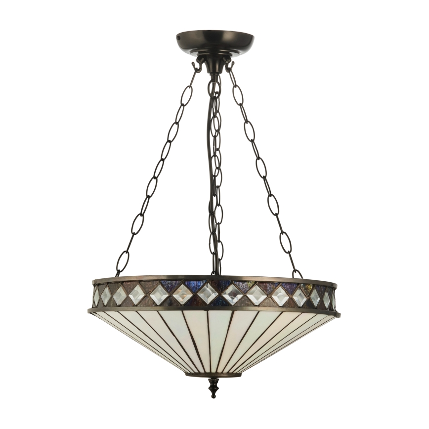 Endon 111870 - Lustre suspendu à chaîne Tiffany FARGO 3×E27 / 10 W / 230 V Ø 41,5 cm