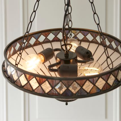 Endon 111870 - Lustre suspendu à chaîne Tiffany FARGO 3×E27 / 10 W / 230 V Ø 41,5 cm