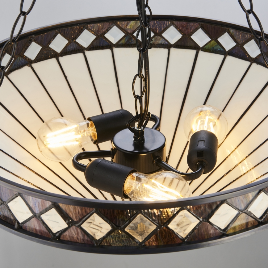 Endon 111871 - Lustre sur chaîne Tiffany FARGO 3xE27/10W/230V Ø 50 cm