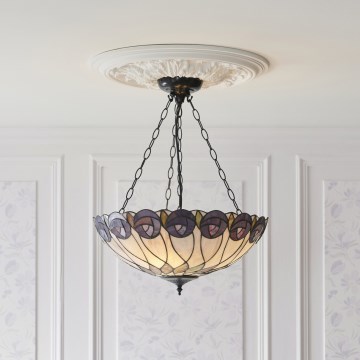 Endon 111872 - Lustre à chaîne Tiffany HUTCHINSON 3xE27/60W/230V Ø 50 cm
