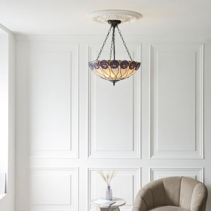 Endon 111872 - Lustre à chaîne Tiffany HUTCHINSON 3xE27/60W/230V Ø 50 cm