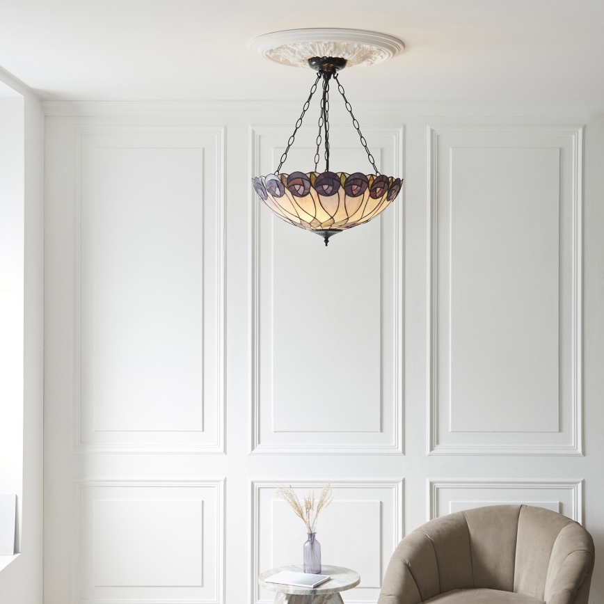 Endon 111872 - Lustre à chaîne Tiffany HUTCHINSON 3xE27/60W/230V Ø 50 cm