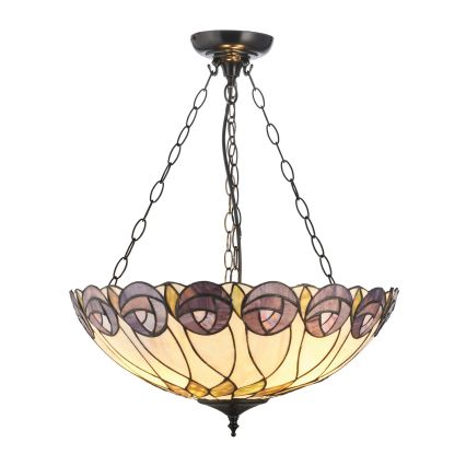 Endon 111872 - Lustre à chaîne Tiffany HUTCHINSON 3xE27/60W/230V Ø 50 cm