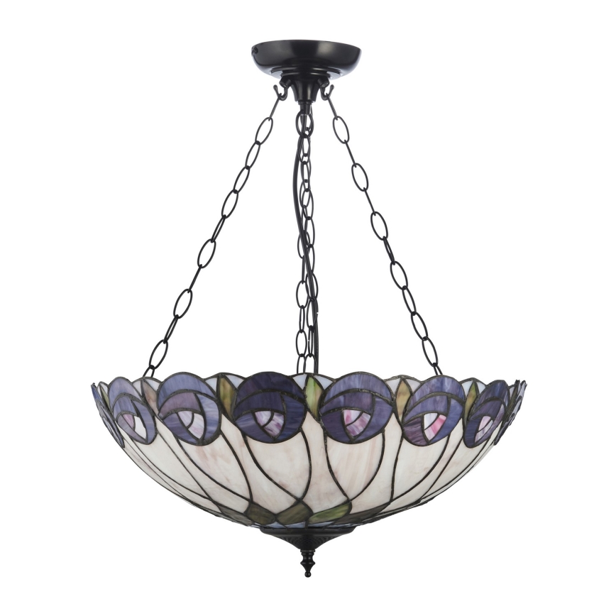 Endon 111872 - Lustre à chaîne Tiffany HUTCHINSON 3xE27/60W/230V Ø 50 cm