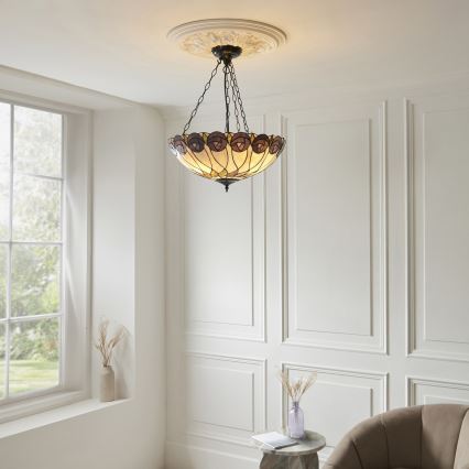 Endon 111872 - Lustre à chaîne Tiffany HUTCHINSON 3xE27/60W/230V Ø 50 cm