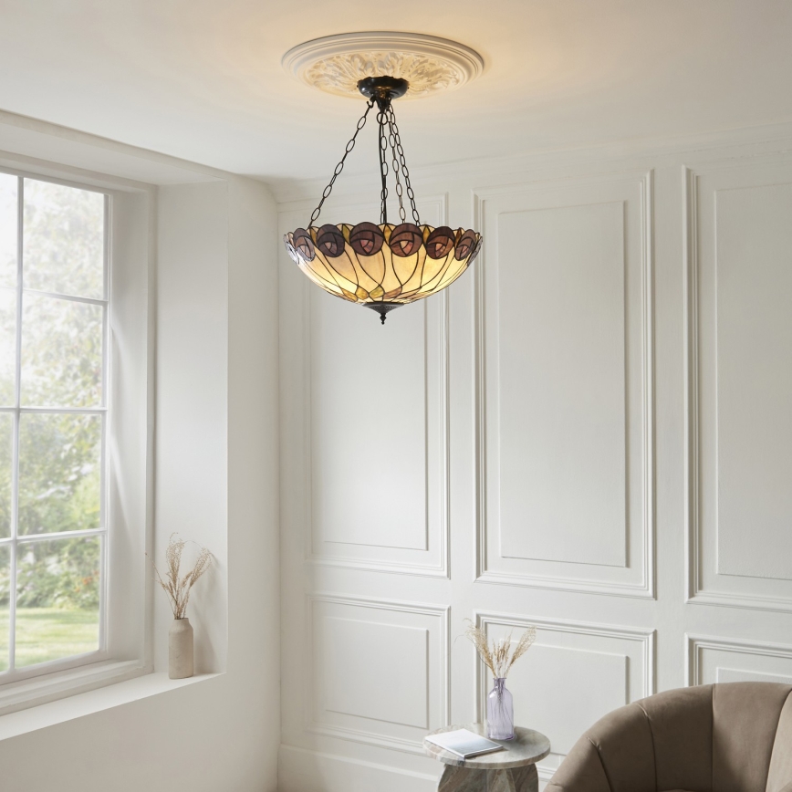 Endon 111872 - Lustre à chaîne Tiffany HUTCHINSON 3xE27/60W/230V Ø 50 cm