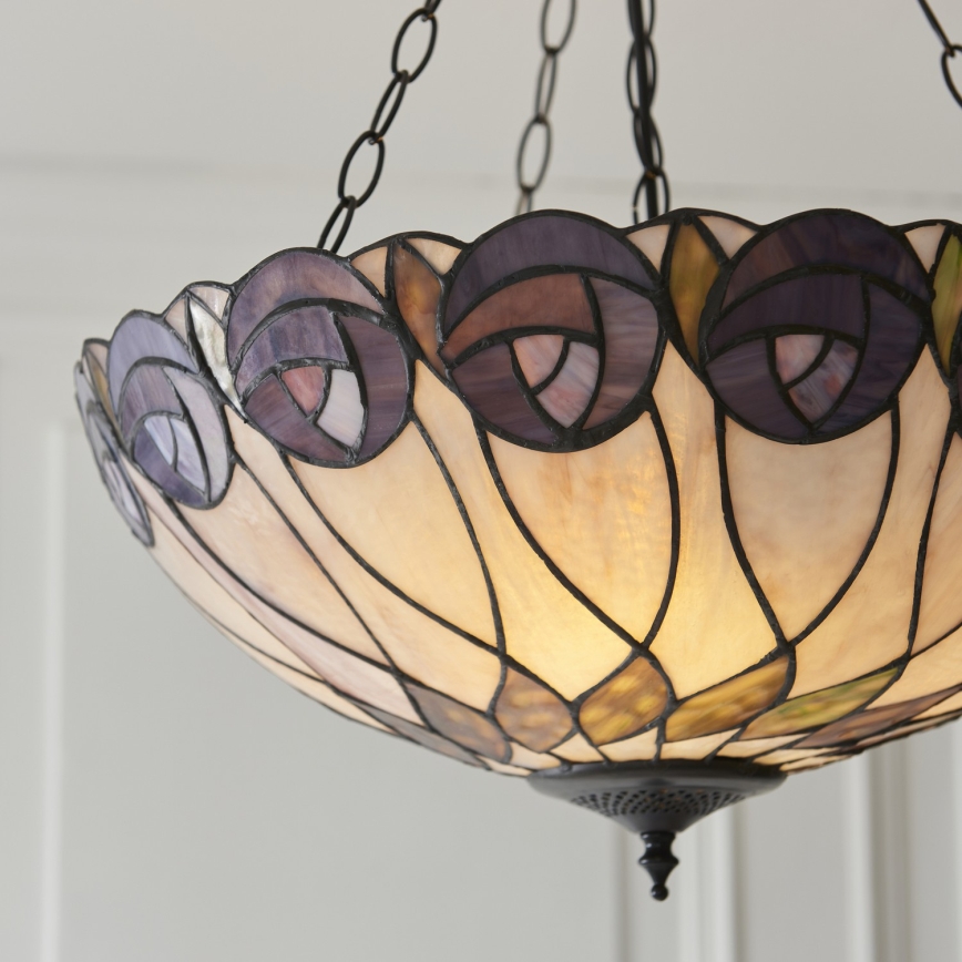 Endon 111872 - Lustre à chaîne Tiffany HUTCHINSON 3xE27/60W/230V Ø 50 cm