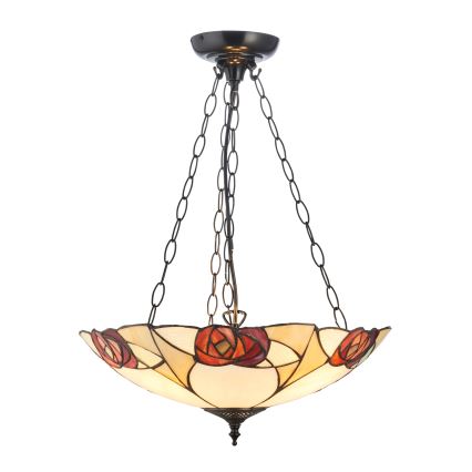 Endon 111879 - Lustre Tiffany INGRAM sur chaîne, 3x E27/10 W/230 V, Ø 45 cm