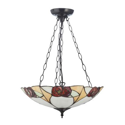 Endon 111879 - Lustre Tiffany INGRAM sur chaîne, 3x E27/10 W/230 V, Ø 45 cm