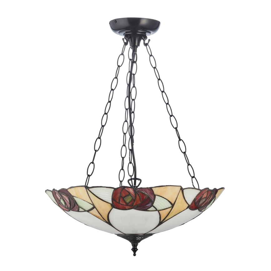 Endon 111879 - Lustre Tiffany INGRAM sur chaîne, 3x E27/10 W/230 V, Ø 45 cm