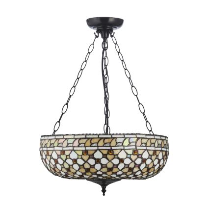 Endon 111882 - Lustre suspendu par chaîne Tiffany MILLE FEUX 3xE27/10W/230V Ø 45 cm