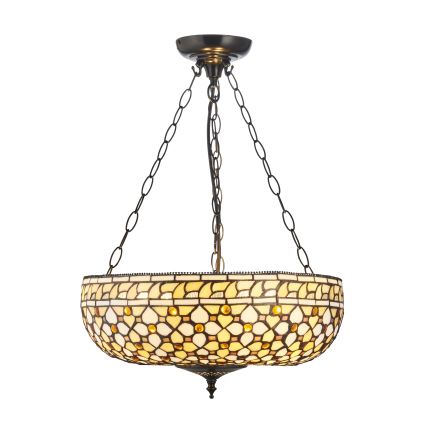 Endon 111882 - Lustre suspendu par chaîne Tiffany MILLE FEUX 3xE27/10W/230V Ø 45 cm