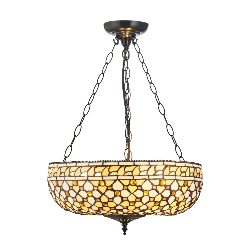 Endon 111882 - Lustre suspendu par chaîne Tiffany MILLE FEUX 3xE27/10W/230V Ø 45 cm