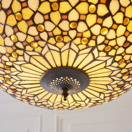 Endon 111882 - Lustre suspendu par chaîne Tiffany MILLE FEUX 3xE27/10W/230V Ø 45 cm