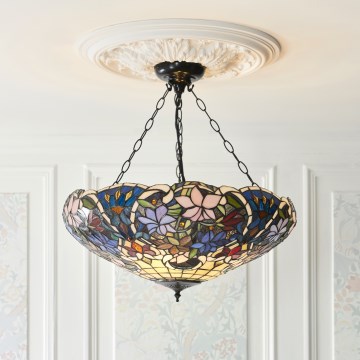 Endon 111887 - Suspension à chaîne Tiffany SULLIVAN 3xE27/10W/230V Ø 57 cm