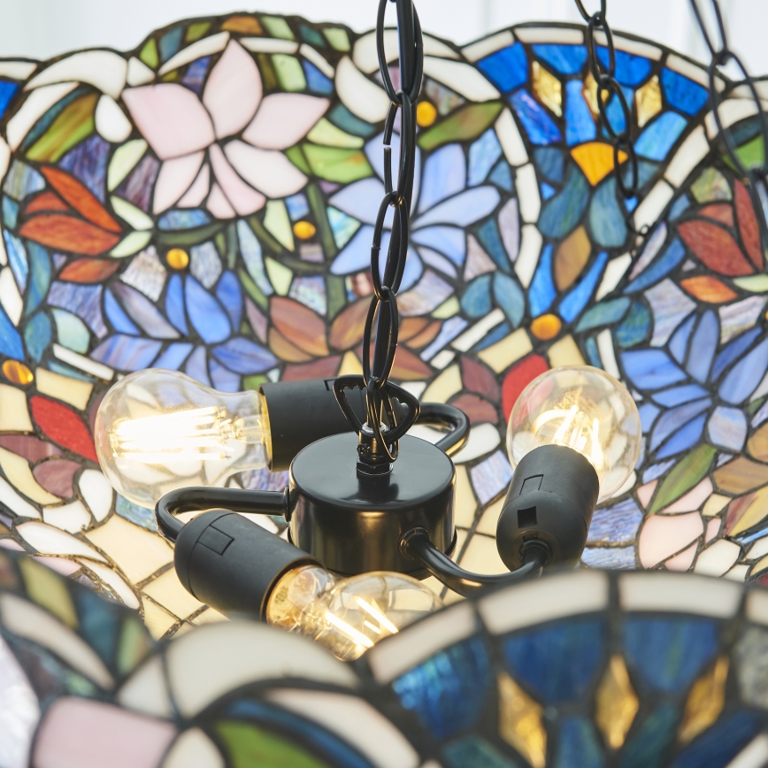 Endon 111887 - Suspension à chaîne Tiffany SULLIVAN 3xE27/10W/230V Ø 57 cm