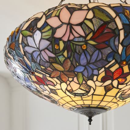 Endon 111887 - Suspension à chaîne Tiffany SULLIVAN 3xE27/10W/230V Ø 57 cm