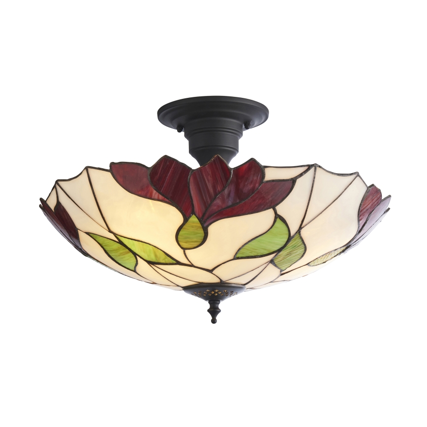 Endon 111896 - Plafonnier à montage affleurant Tiffany BOTANICA 3xE27/10W/230V Ø 45 cm