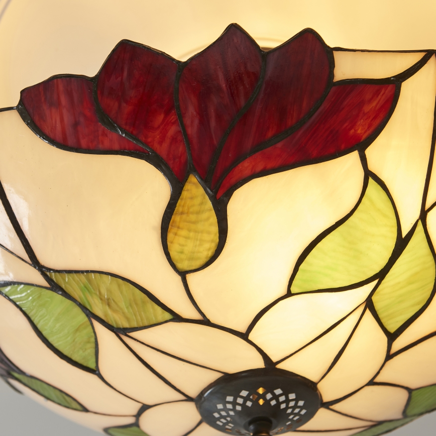 Endon 111896 - Plafonnier à montage affleurant Tiffany BOTANICA 3xE27/10W/230V Ø 45 cm