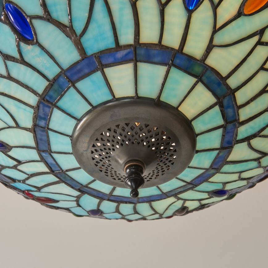 Endon 111897 - Plafonnier Tiffany DRAGONFLY, montage affleurant, 3 x E27 / 10 W / 230 V, Ø 41 cm