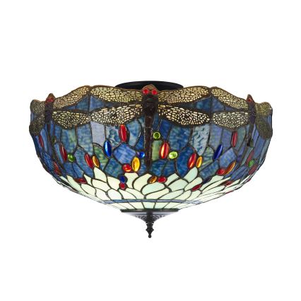 Endon 111899 - Plafonnier Tiffany DRAGONFLY 3xE27/10W/230V Ø 50 cm