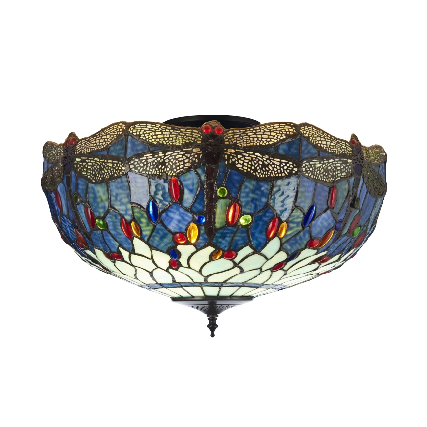 Endon 111899 - Plafonnier Tiffany DRAGONFLY 3xE27/10W/230V Ø 50 cm